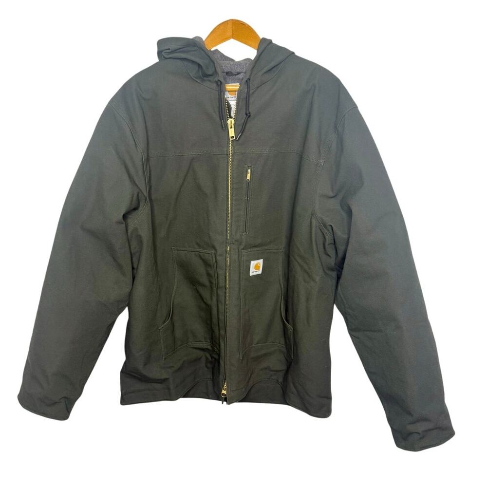 NEW CARHARTT Men's 2X Tall Duck Hooded Ridge Coat Zip Front Canvas Dark Green